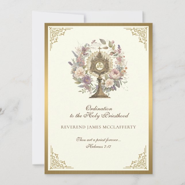Uppmaning till katolsk ordning till Heliga Priesth Inbjudningar (Framsida)