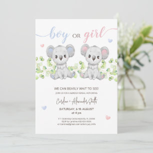 Uppmaning till Koala Bear Gender Reveal Party Inbjudningar