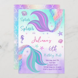 Uppmaning till Lila Sjöjungfru Svan födelsedag Inbjudningar