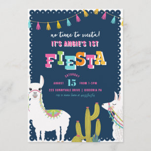 Uppmaning till Llama Roligt Fiesta Alpaca Birthday Inbjudningar