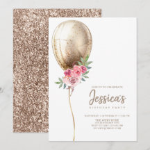 Uppmaning till Luxury Balloon Beige Glitter födels