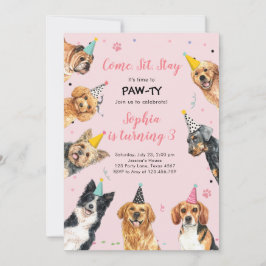 Uppmaning till marionettårsjubileum Hund Party Paw Inbjudningar