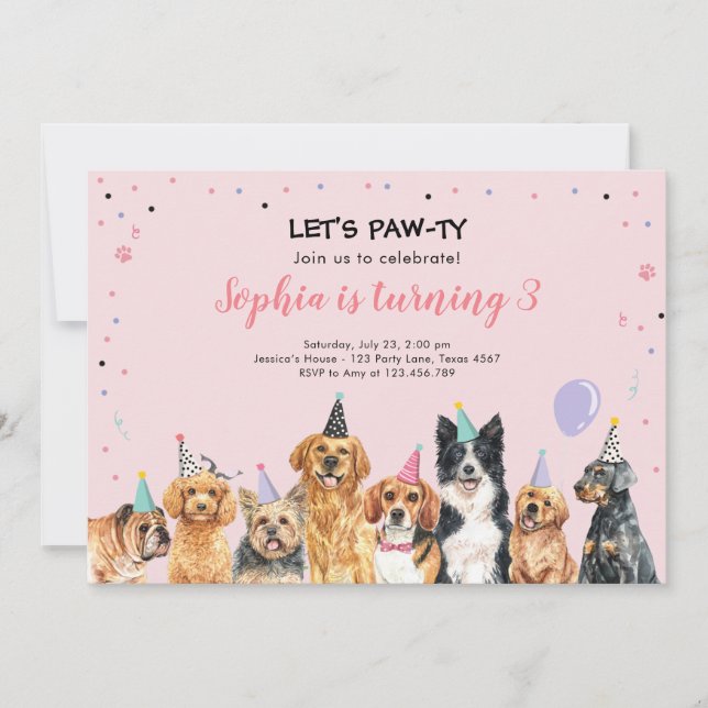 Uppmaning till marionettårsjubileum Hund Party Paw Inbjudningar (Framsida)