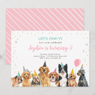 Uppmaning till marionettårsjubileum Hund Party Paw Inbjudningar