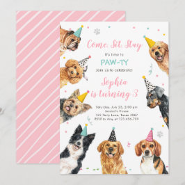 Uppmaning till marionettårsjubileum Hund Party Paw Inbjudningar