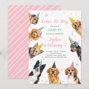 Uppmaning till marionettårsjubileum Hund Party Paw Inbjudningar