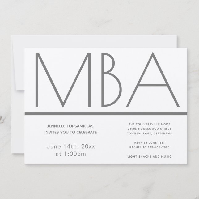 Uppmaning till MBA-Studentfest i Silver-grad Inbjudningar (Framsida)