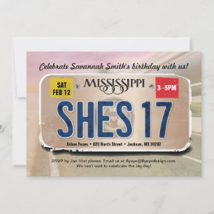 Uppmaning till Mississippi-licens för flicka 17:e Inbjudningar
