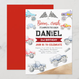 Uppmaning till Monster Lastbil 2:a födelsedagen Inbjudningar