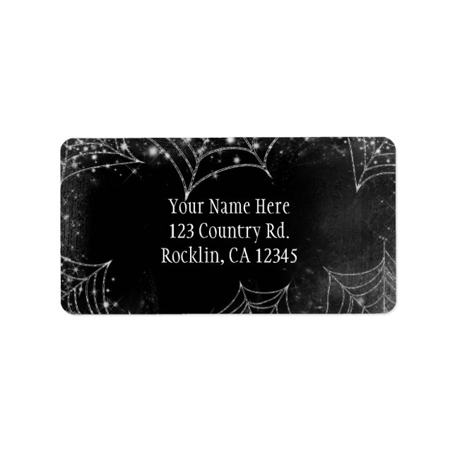 Uppmaning till mousserande Spindelnät Halloween fe Adressetikett (Framsidan)