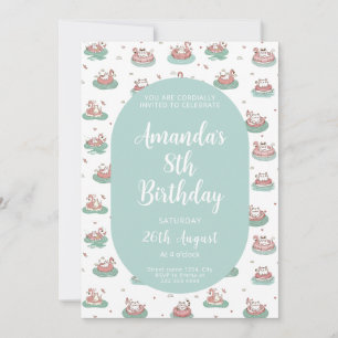 Uppmaning till Pastel Cat Birthday - Cute Bassäng Inbjudningar