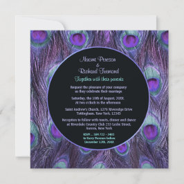 Uppmaning till Peacock Feather Lila Drama Wedding Inbjudningar