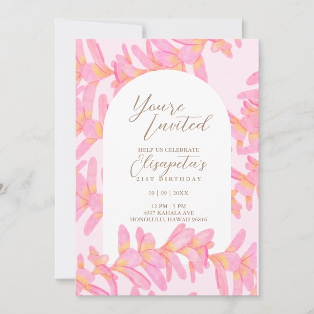 Uppmaning till Plumeria Birthday Inbjudningar (Framsida)