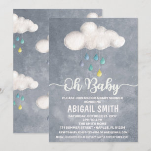Uppmaning till Raindrop Kärlek i Cloud Baby Shower Inbjudningar