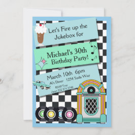 Uppmaning till Retro 1950-Middagen på födelsedagen Inbjudningar