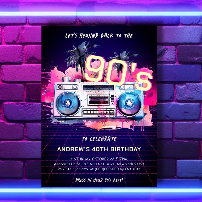 Uppmaning till Retro 90-årsjubileum i Party Inbjudningar (Skapare uppladdad)