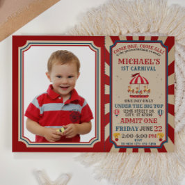 Uppmaning till Retro Circus Carnival Biljett födel Inbjudningar