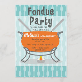Uppmaning till Retro Fondue Party på födelsedagen Inbjudningar