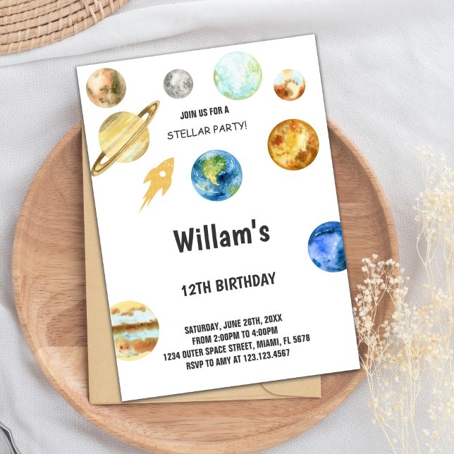 Uppmaning till Rocket Rymden födelsedag Inbjudningar (Rocket Outer Space Birthday Invitations)