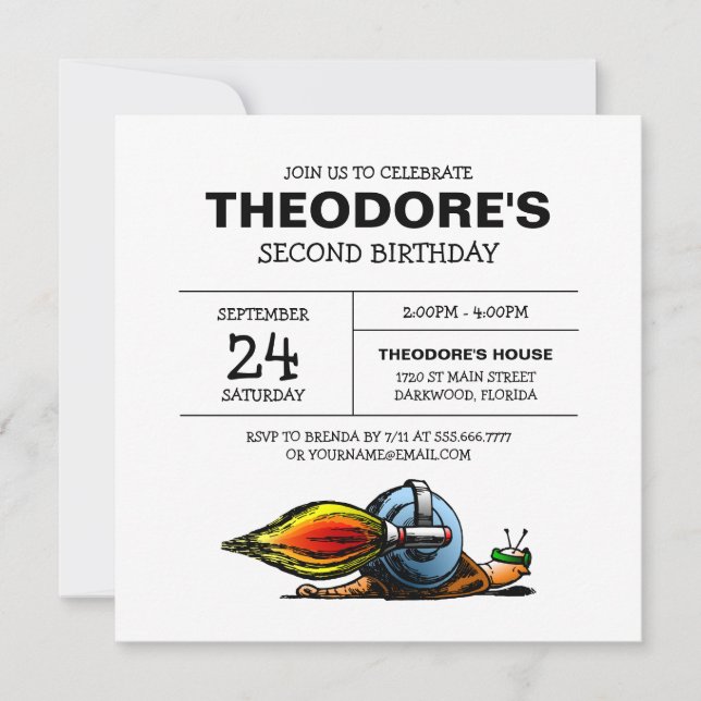 Uppmaning till Rocket Snigel födelsedag Inbjudningar (Framsida)