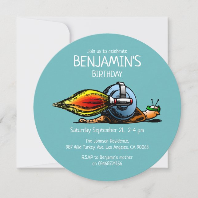 Uppmaning till Rocket Snigel födelsedag Inbjudningar (Framsida)