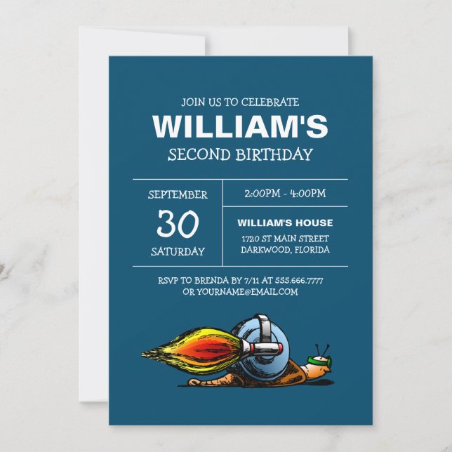 Uppmaning till Rocket Snigel födelsedag Inbjudningar (Framsida)