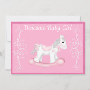 Uppmaning till Rocking Horse Baby Shower (flicka) Inbjudningar