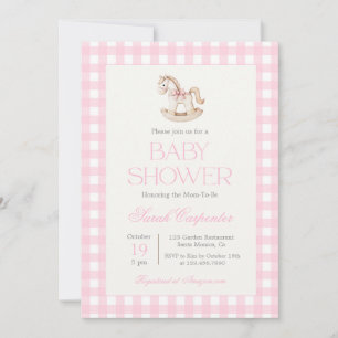 Uppmaning till Rocking Horse Baby Shower Girl Inbjudningar