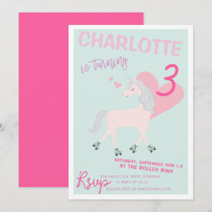 Uppmaning till RollerScate Unicorn Birthday Inbjudningar