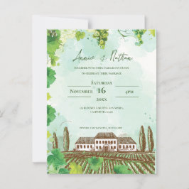 Uppmaning till Romantic Vineyard och Grapevine Wed Vykort