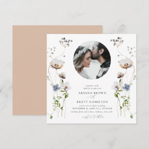 Uppmaning till Romantic Wildblomkalligraphy Weddin Inbjudningar