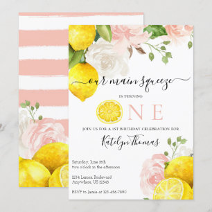 Uppmaning till Rosa Blommor på födelsedagen Inbjudningar