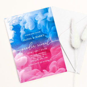 Uppmaning till rosa och blårökare i Baby Gender Inbjudningar
