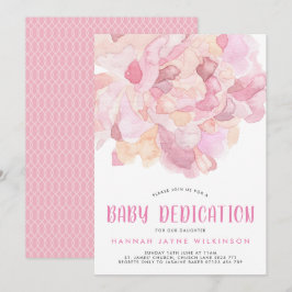 Uppmaning till Rosa Peony Baby Dedication Investig Inbjudningar