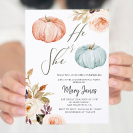 Uppmaning till Rustic Blommigt Pumpkin Gender Reve Inbjudningar