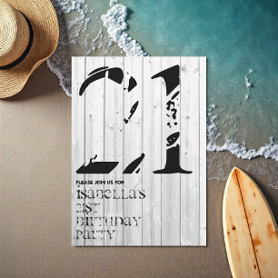 Uppmaning till Rustic Surfer Typography Birthday Inbjudningar