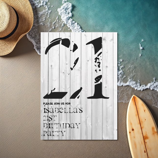 Uppmaning till Rustic Surfer Typography Birthday Inbjudningar (Rustic Surfer Typography Birthday Invitation)