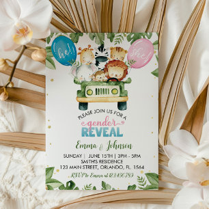 Uppmaning till Safari Party Animal Gender Reveal Inbjudningar