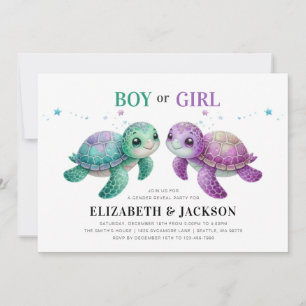 Uppmaning till Sea Turtle Gender Reveal Inbjudningar