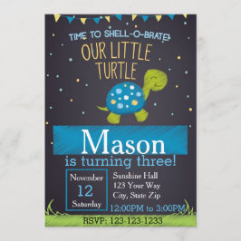 Uppmaning till sköldpadda (blått) inbjudningar