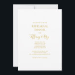 Uppmaning till sommarmiddag i Guld i Elegant Inbjudningar<br><div class="desc">Denna enkla inbjudan till guld-repetitionsmiddag i elegant är perfekt för er moderna minimalistiska vita och guld-repetitionsmiddag. Utformningen har ett minsta typsnitt av contemporary guld tillsammans med formell kalligrafi. Behålla den som den är,  eller välj att anpassa den med egna teckningar eller foton!</div>