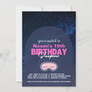 Uppmaning till Starry Himlar och Rosa Birthday Sle Inbjudningar