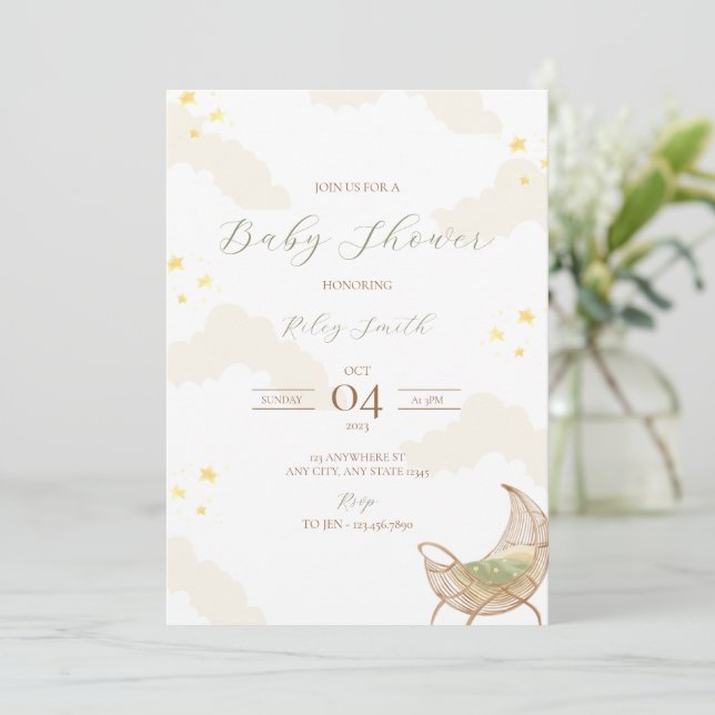 Uppmaning till Starry Natt Baby Shower Inbjudningar (Stående Fram)