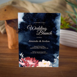 Uppmaning till Starry Natt Blommigt Bröllop Brunch Inbjudningar
