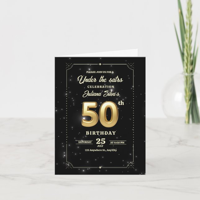 Uppmaning till Starry Nattdag, 50:e födelsedagen Inbjudan (Framsida)