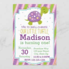 Uppmaning till strimlad sköldpadda (lila) inbjudningar