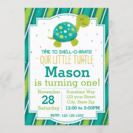 Uppmaning till stripe-sköldpaddsfåglar (grönt) inbjudningar