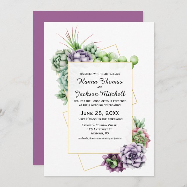 Uppmaning till Succulent Desert Botanical Wedding Inbjudningar (Fram/baksida)