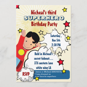 Uppmaning till superhjälte Party på födelsedagen Inbjudningar