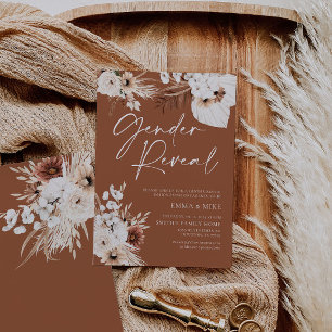 Uppmaning till Terracotta Boho Gender Reveal Inbjudningar